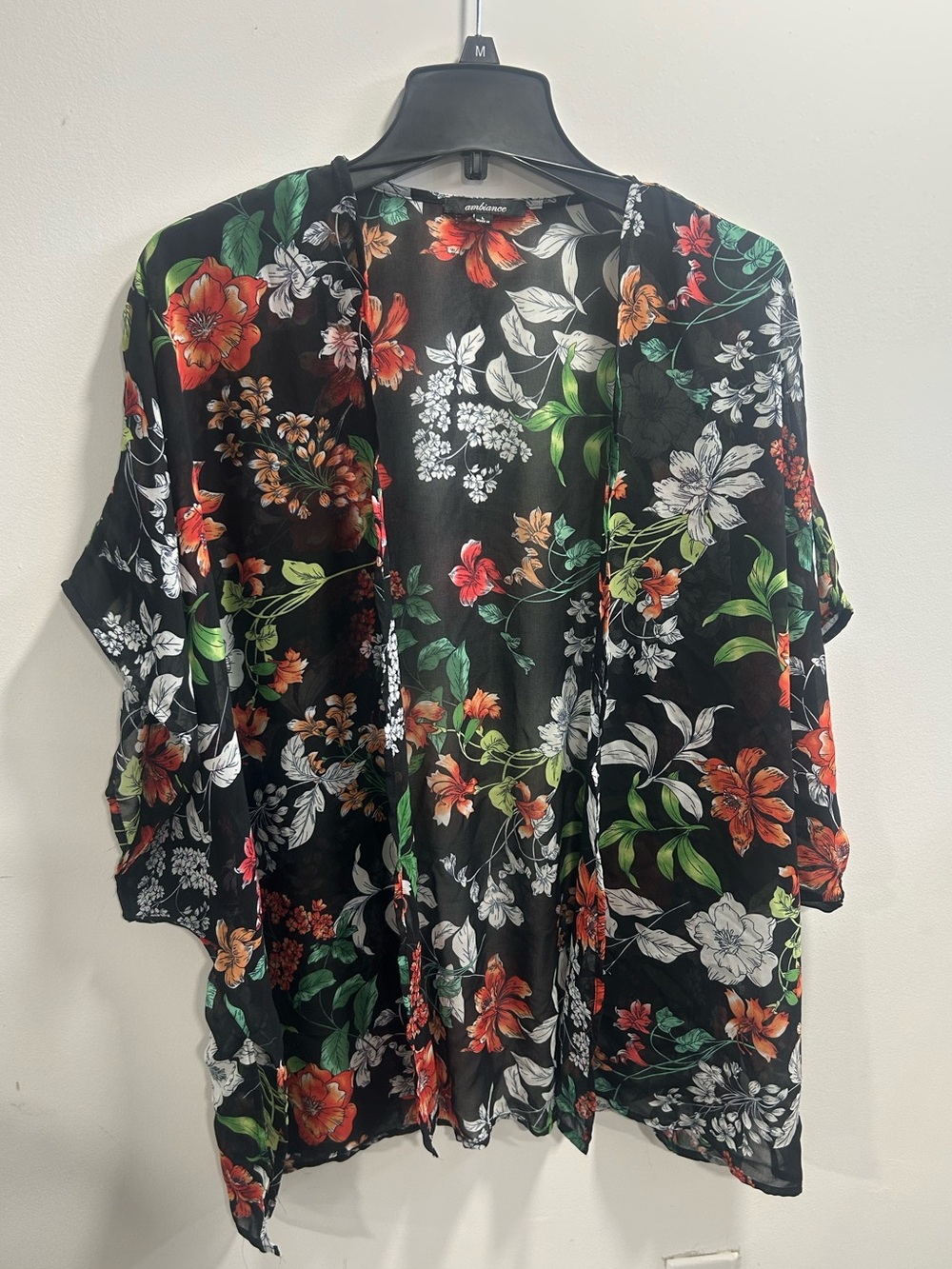Black Floral Sheer Kimono